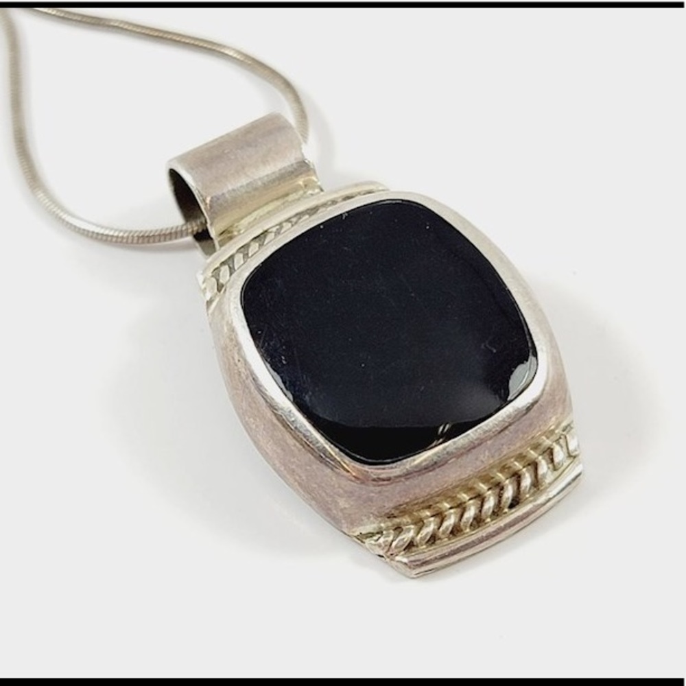 Sterling & Onyx Pendant Necklace